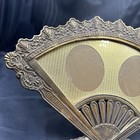 Antique Brass Fan Picture Frame With Felt Lined Stand  Art Nouveau Vanity Frame
