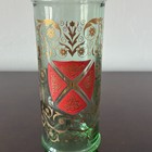 Vintage Mid Century Old Fitzgerald Bourbon Green Glass Decanter Bottle Crest