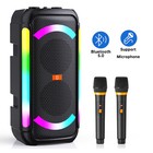 Bluetooth Speaker With 2 Microphones Portable Karaoke Machine For Party Dual Sub