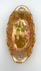 Vtg  Indiana Glass Lily Pons Amber Carnival Pickle relish Dish  Open Handle 9 5 