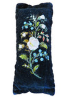 Antique Vintage Pin Cushion Velvet Handmade Embroidered Silk Flowers Beadwork