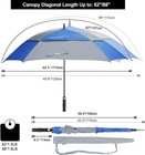 Extra Large Golf Umbrella 62 68 Inch Square Vented Windproof Auto Open Double Ca