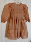Think Pink Bows Toddler Girls 5 Peach Ruffled Long Sleeve Midi Dress
