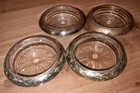 Set-4  Frank Whiting   Co Sterling Silver   Crystal  4 Glass Coasters Unpolished