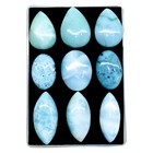 Natural Larimar 9 Pcs 20-29mm Mix Loose Cabochon Untreated Gemstones Lot