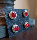 13mm Red Rivoli Crystal Magnetic Pins  Horse Show Magnets   Sash  Dance Magnets