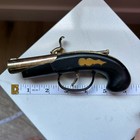 Vintage Japan Flintlock Pistol Lighter Black   Brass Novelty Gun Tobacco Collect