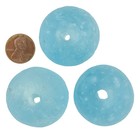 Super Jumbo Clear Marine Recycled Glass Bead 33mm Ghana African Sea Glass Blue