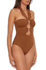 Buckle Up - Women s One Piece Bandeau Swimsuit With Cut Out Neckline And Remo   