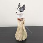 Antique Japan Porcelain Figural Dog Head Valet Vanity Whisk Brush Hand Broom