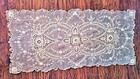 Antq Table Runner 32  Handmade Tambour Net Lace Beige Floral Great Condition