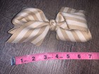 5    Jojo Siwa Style Burlap Canvas Beige Ivory Stripe Hair Bow Thanksgiving  1