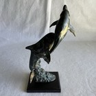 San Pacific International Spi Brass Dolphins Duo Sculpture Figurine Beach Decor