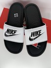 Mens Nike Benassi Jdi Swoosh Slides Sandals Slipper White Black Sz 11 343880 New