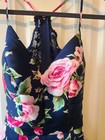 B  Smart Size 1 Navy Pink Rose Cottage Core Formal Cocktail Prom Dress Juniors