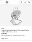 Graco Soothe My Way Baby Swing W  Removable Rocker  Gray  Infant