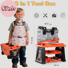 Kids Tool Set With Box And Electronic Toy Drill  Pretend Play Kids Workbench Con