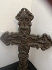 Vintage Faith 10    X 6 5    Metal Cross Wall Hanging Cast Iron Brown
