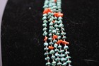 Vintage  Sterling Multi-strand Coral   Turquoise Heishi Necklace R4