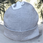 Nwt New Michael Kors Grey Knit W silver Grommets   Logo Hat beanie Os Winter