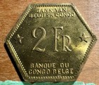Bank Van Belgish Congo 2 Francs Unc Hexagonal Coin 1943 Year Km 25 Elephant