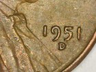 1951-d Wheat Penny Double Struck On 5