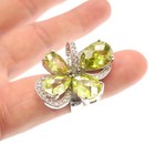 Sterling Silver 10ct Natural Lemon Quartz White Zircon Flower Ring Size 8