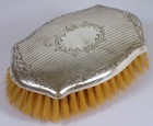 Antique Vtg W Sterling Silver Etched Flower Hair Clothes Grooming Vanity Brush