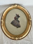 Vintage Framed Needlepoints Of Victorian Courting Couple Oval Set Of Two 