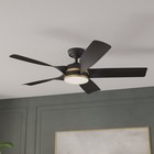 Casablanca Fan 52 Inch Matte Black Outdoor Ceiling Fan With Light And Remote