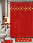 18 Piece Bath Rugs  Shower Curtain  Hooks  Towel Set Red