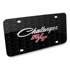 Dodge Challenger R t Classic 3d Logo On Logo Pattern Black Metal License Plate