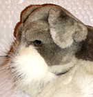 Fao Schwarz Schnauzer Puppy Dog Gray White Floppy 11in Soft Furry Laying Plush