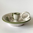 Vintage Italian Pottery Chamber Candle Holder Hand Painted Grapes Leaves Cc