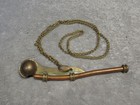 Vintage Copper   Brass Bosun s Whistle On Brass Chain - Nice Condition