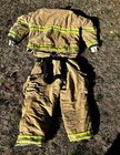 Vintage Globe Firefighter Suit Tan Matrix Gemini Gold Gear Jacket Pants Sz 40x32