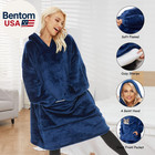 Wearable Blanket Hoodie For Adults Women Men oversized Soft Warm Sherpa Fleece H