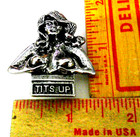 Tits Up Pin Vintage Collectible Old Boobs Breasts Pinback Biker Vest Badge