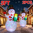 2pcs 5ft Christmas Inflatables Snowman W rotating Lights Blow Up Snowman Outdoor