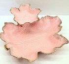 Vintage Mcm California Usa 719 Pink Gold Leaf Chip dip Set