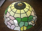 Tiffany Style Vintage Lead Stained Glass Floral butterfly Lamp Shade 12 In dia 