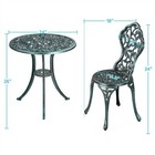 3pcs Patio Table Chairs Furniture Bistro Set Cast Aluminum Outdoor Garden Green