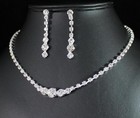 Beautiful Clear Austrian Rhinestone Crystal Necklace Earrings Set Bridal N1392