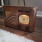 Vintage 1939 Philco Tube Am Radio Model 39-7 Antique Wood Art Deco Read 