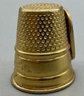 Gold Tone Sewing Thimble W  Red Enamel Oval Bird Motif Design By Vernon