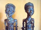 2 Rare Bronze Benin Baule Oba King   Queen African Carving Statue Custom Thrones