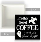 Halloween Sign Ghost Coffee Wooden 5 Inches X 5 Inches  Multicolour 