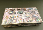Vintage Alpaca Mexican Abalone Shell Trinket Box With Alloy Metals Wood Inlay 5 