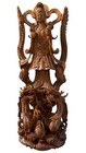 Vintage Hand Carved Wood Asian Goddess Statue Guanyin Kwan Yin Figure 34    Tall