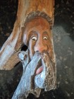 Vintage Hand Carved Folk Art Wood Spirit Face 19  Tall Knot Head
